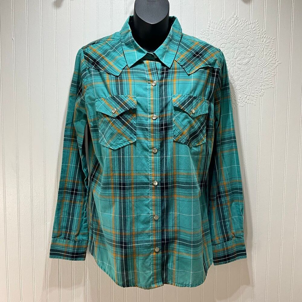 WRANGLER Pearl Snap Long Sleeve Western Shirt Medium